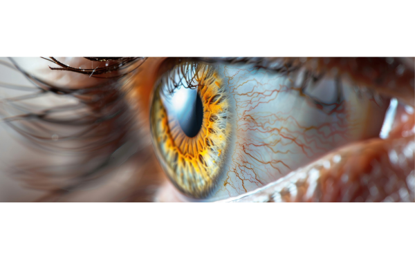 Close up of a hazel eye from a side view